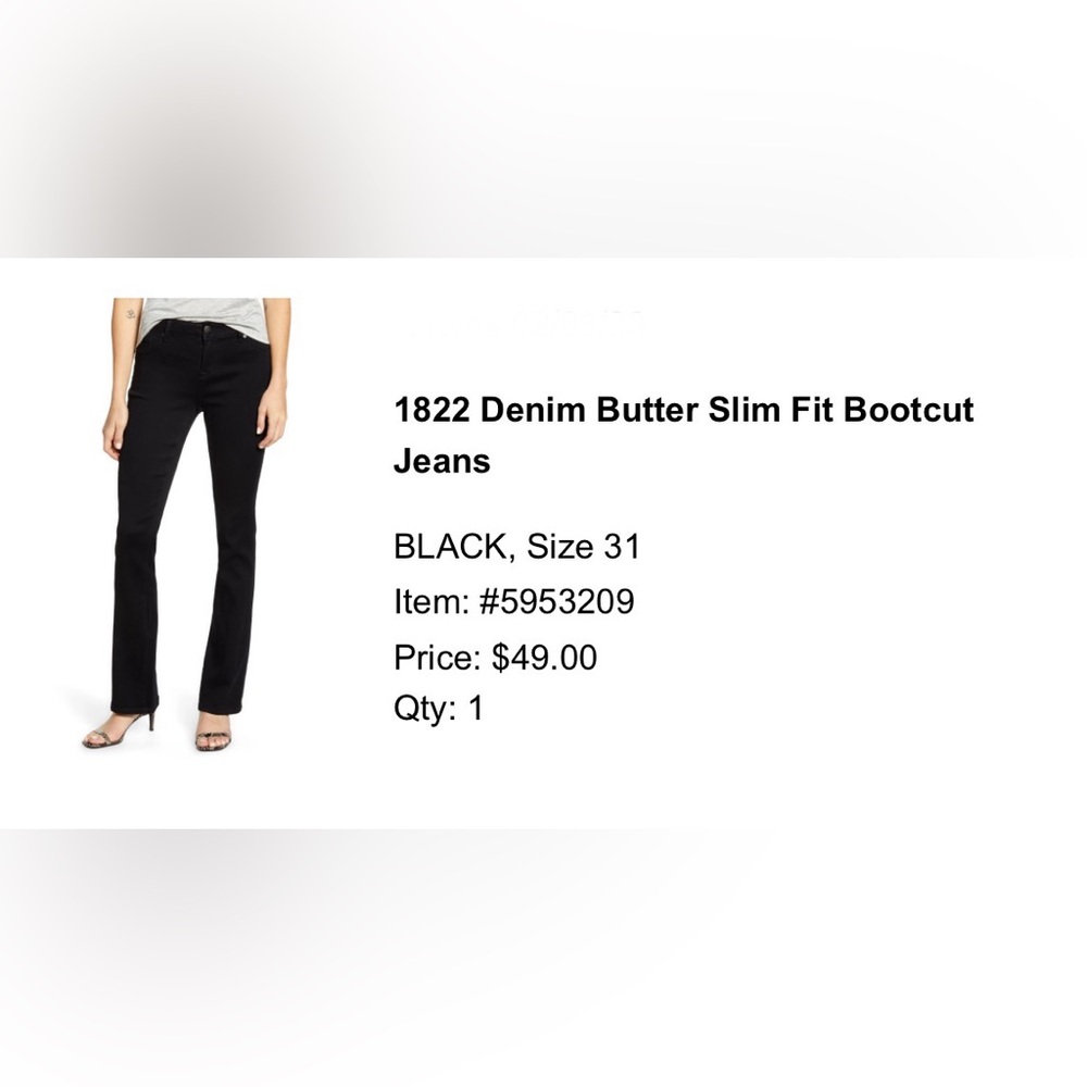 1822 Denim Butter Slim Fit Bootcut Jeans size 31/12 BLACK